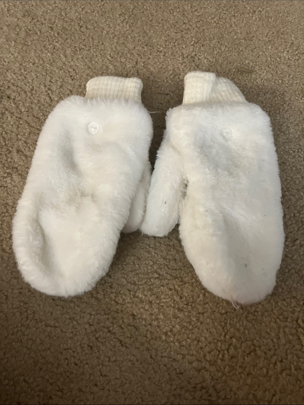 Cozy White Faux-Fur Kids Mittens